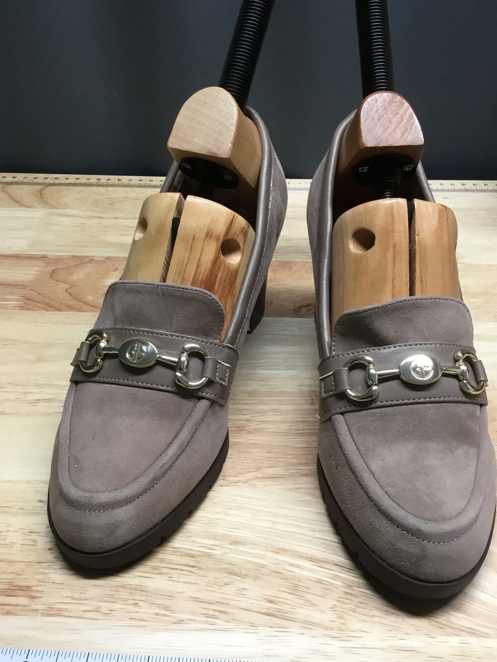 Giani Bernini Porshaa Pumps Loafers Women's 9.5 Brown Suede Slip-On Block Heel